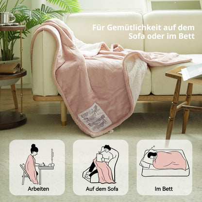 GOTCOZY Heizdecke 130 x 180 cm, Plüsch, 6 Heizstufen, Rosen Staub