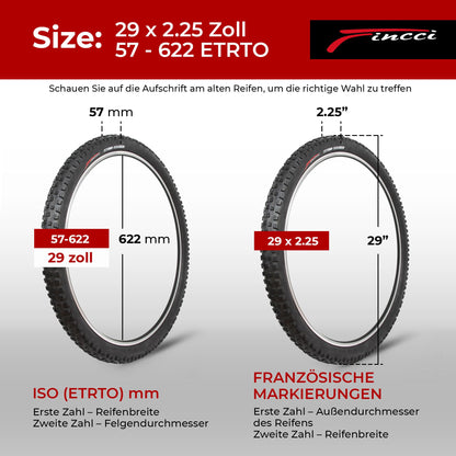 Fincci Fahrradreifen 29 Zoll 29x2.25, Paar mit 1 mm Pannenschutz