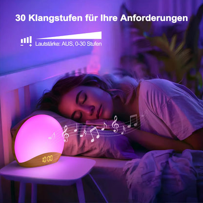 REACHER R7W Lichtwecker in Holzmaserung mit 26 Schlafsounds