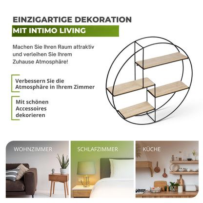 Intimo Living Wandregal rund aus Holz und Metall schwarz 55 x 11 cm