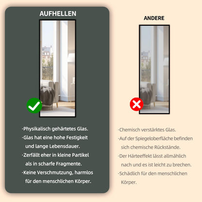 AUFHELLEN Standspiegel 140x40 cm mit Metallrahmen, schwarz