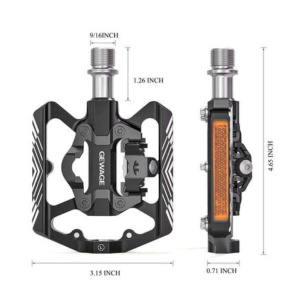 GEWAGE Klickpedale 2-in-1 SPD Plattformpedale 9/16 Zoll für MTB