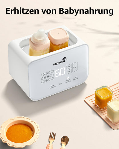 Grownsy Flaschenwärmer 9-in-1 mit Sterilisator und LCD-Display