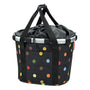 Klickfix Styrke Foldekurv Lenker Klappkorb - Schwarz 15L Dots. Faltbarer Korb mit Punkten für Gepäcktransport am Lenker.
