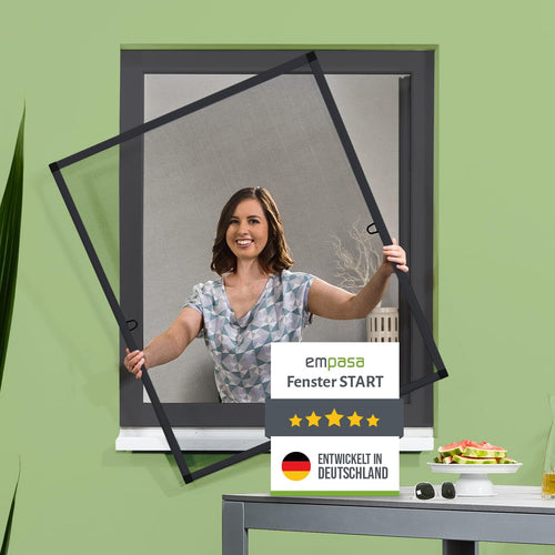 empasa START Fliegengitter Fenster Alurahmen anthrazit 130 x 150 cm mit schwarzem Filatec-Gewebe