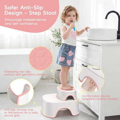 Maliton Toilettensitz für Kinder mit 2-stufigem Tritthocker, rosa