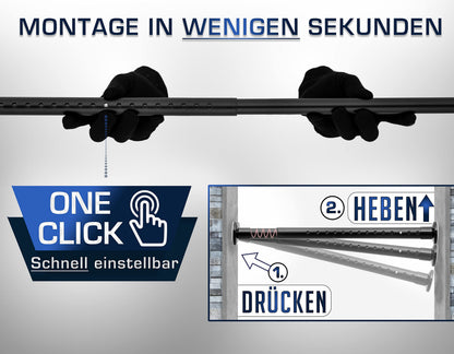 MEISENBERG Gardinenstange ohne Bohren, 210-260 cm, Ø 32 mm, schwarz