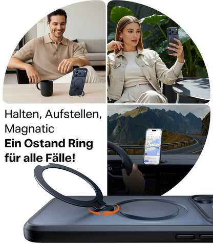 TORRAS Ostand Q3 Spin iPhone 17 Pro Hülle mit 360° Ständer, schwarz