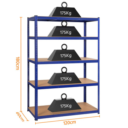 Yaheetech Schwerlast Lagerregal - 180x120x60 cm, 5 Böden, 875kg