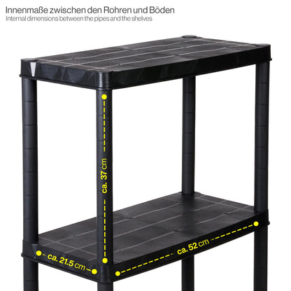 Kreher Lagerregal Kunststoff 3er Set - 4 Böden Schwarz 61x30.5 cm