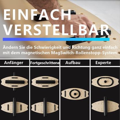 Flycoop Balance Board Set aus Birkenholz mit Rolle und Ball