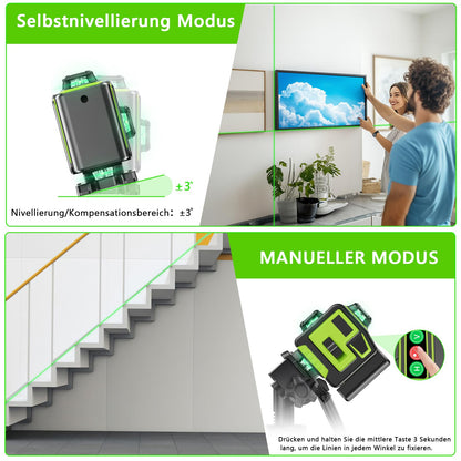 Tdyon Kreuzlinienlaser grün 16 Linien 4x360° selbstnivellierend