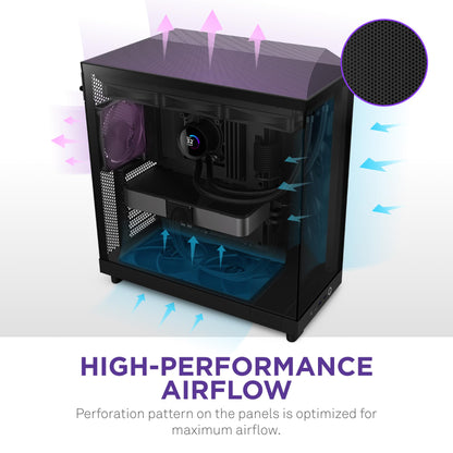 NZXT H6 Flow Dual-Chamber Panorama PC Gehäuse - Schwarz