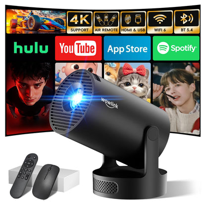 Wowlink W210 Mini Beamer tragbar mit WiFi 6 und Bluetooth, Schwarz