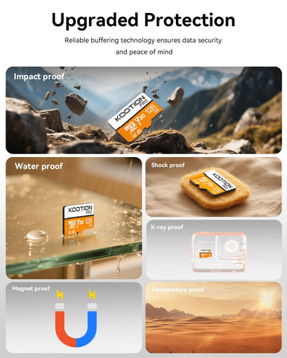 KOOTION Micro SD Karte 128GB microSDXC UHS-I U3 V30 A1 mit SD-Adapter