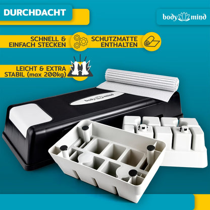 Body & Mind Aerobic Steppbrett Deluxe mit Anti-Rutsch-Matte