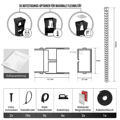 Ultimate Setup Kabelführung Schreibtisch, flexible Kabelkette, Schwarz