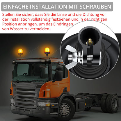 Justech LED Rundumleuchte Amber 12V/24V Warnleuchte 2er-Set ECE R10