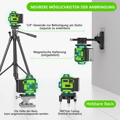 karzu GA-5 Kreuzlinienlaser 4x360° selbstnivellierend 16 Linien grün