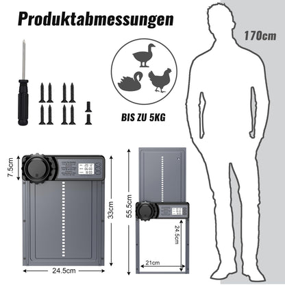 CHAMUTY Automatische Hühnerklappe Aluminium mit Timer und Display