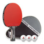 JOOLA Rosskopf Carbon Tischtennisschläger Wettkampf. Rote/schwarze Beläge, konkaver Griff. Für präzises, schnelles Wettkampftischtennis.