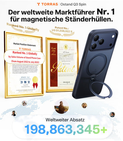 TORRAS Ostand Q3 Spin Hülle für iPhone 17 Pro mit MagSafe, Blau
