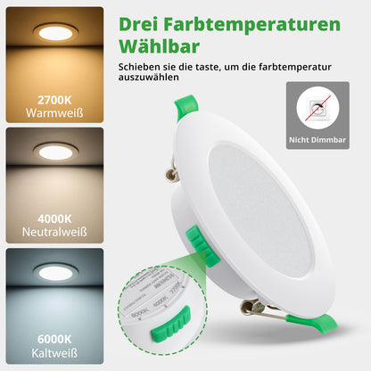 HOMEOW LED Einbaustrahler 20er Set, 7W 230V, 3 Farbtemperaturen, IP44