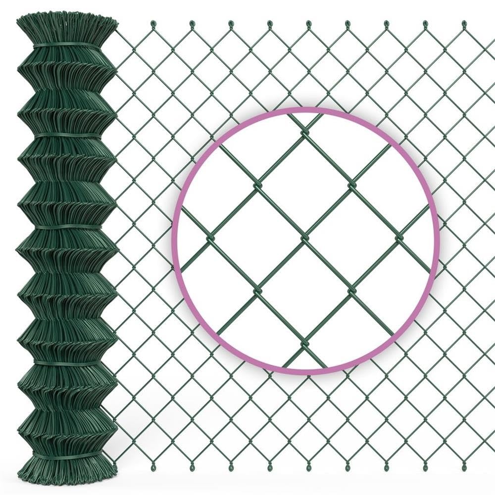 B!HOME Maschendrahtzaun grün 80 cm x 15 m Stahl Gartenzaun, kunststoffbeschichteter Stahldraht mit Viereckgeflecht
