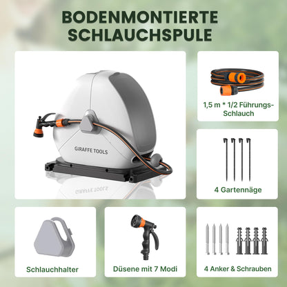 Giraffe Tools Schlauchtrommel NW25 ausziehbar, 25 m, Bodenmontage
