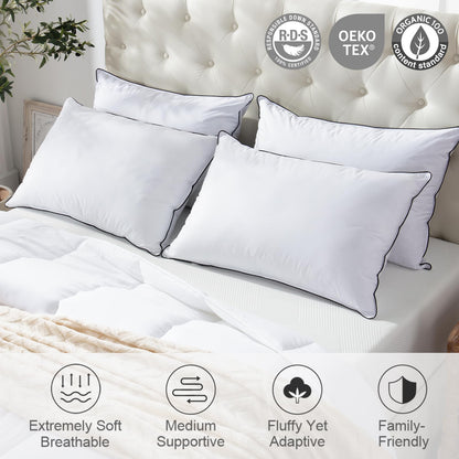 APSMILE Daunenkissen 50x75 3-Kammer Kopfkissen Weiss 2er Set