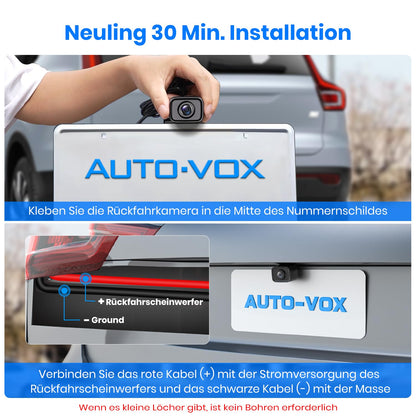 AUTO-VOX W7 Rückfahrkamera Set kabellos mit 5 Zoll Monitor, IP68
