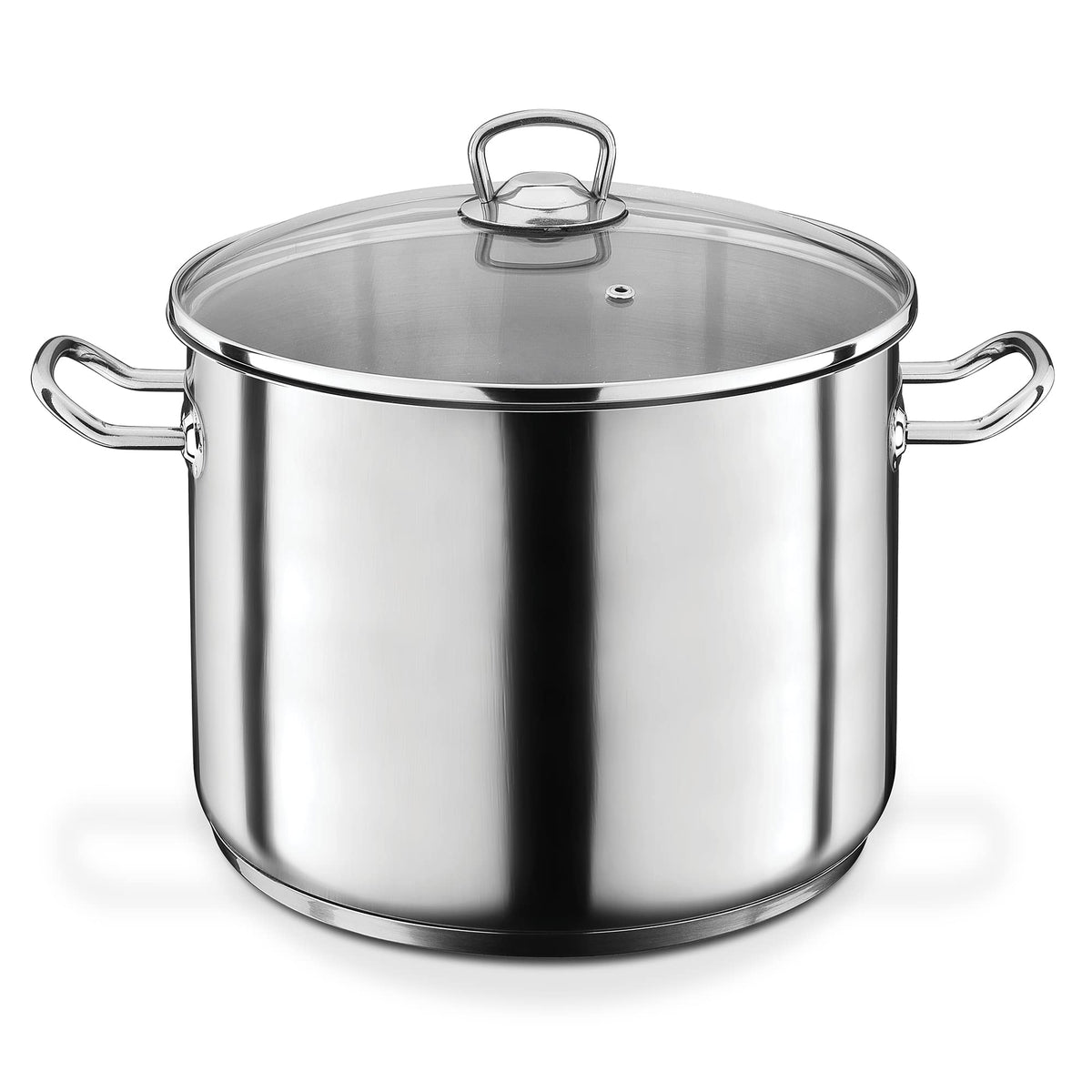 GSW Profi-Jumbotopf Kochtopf – Edelstahl 28cm 15L Silber. Runder Topf aus glänzendem Edelstahl. Perfekt zum Zubereiten großer Speisenmengen.