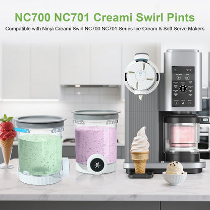 PCTTOIL Swirl Pints mit Deckel für Ninja CREAMi NC700/NC701, 4 Stück