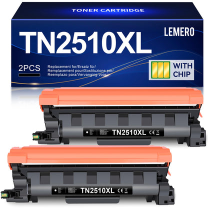 Lemero TN2510XL Toner kompatibel für Brother MFC-L2827DW, 2er-Pack mit zwei Tonerkartuschen
