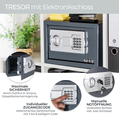 HMF Möbeltresor mit Zahlenschloss, Safe für DIN A5, Anthrazit