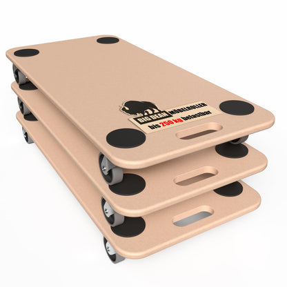 BigDean Möbelroller 3er Set Transportroller 250 kg Rollbrett MDF mit Gummirollen und Antirutsch-Punkten