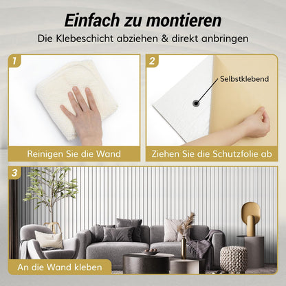 TONOR Akustikpaneele selbstklebend, 8er-Set 120 x 60 cm, Weiss