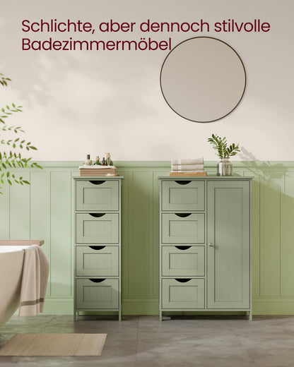 VASAGLE Badschrank schmal mit Schubladen Tür - Lorbeergrün LHC041C02