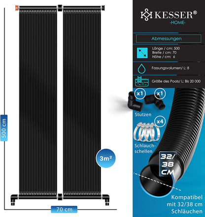 KESSER Solarkollektor Poolheizung 500 x 70 cm für Pools bis 20.000 L