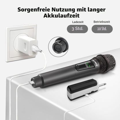 talomen K60-2 Funkmikrofon Set – kabelloses Handmikrofon mit Empfänger