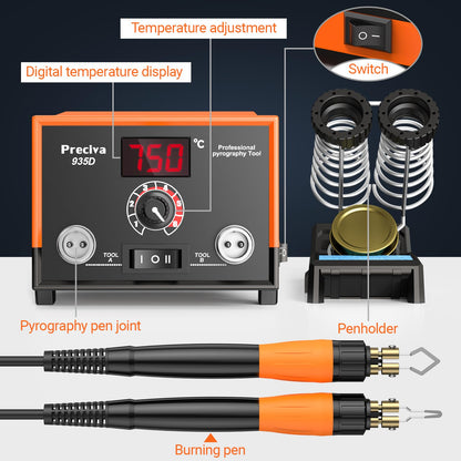 Preciva Brandmalstation 935D Brennkolben Set mit 20 Brennspitzen