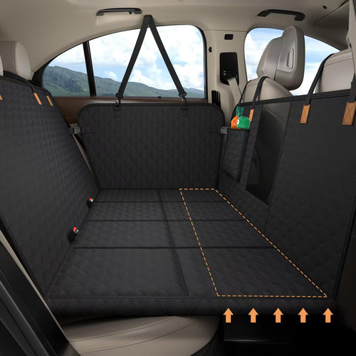 BMaoBBo Hundedecke Auto Rückbank 127x62 cm, wasserdicht, schwarz mit Belüftungsnetz und Seitentasche
