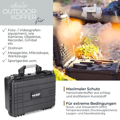 HMF ODK100 Outdoor-Fotokoffer, Transportkoffer mit Rasterschaumstoff