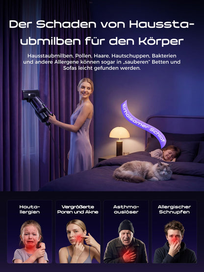 BioAura Milbensauger für Matratzen mit UV-C-Licht und HEPA-Filter