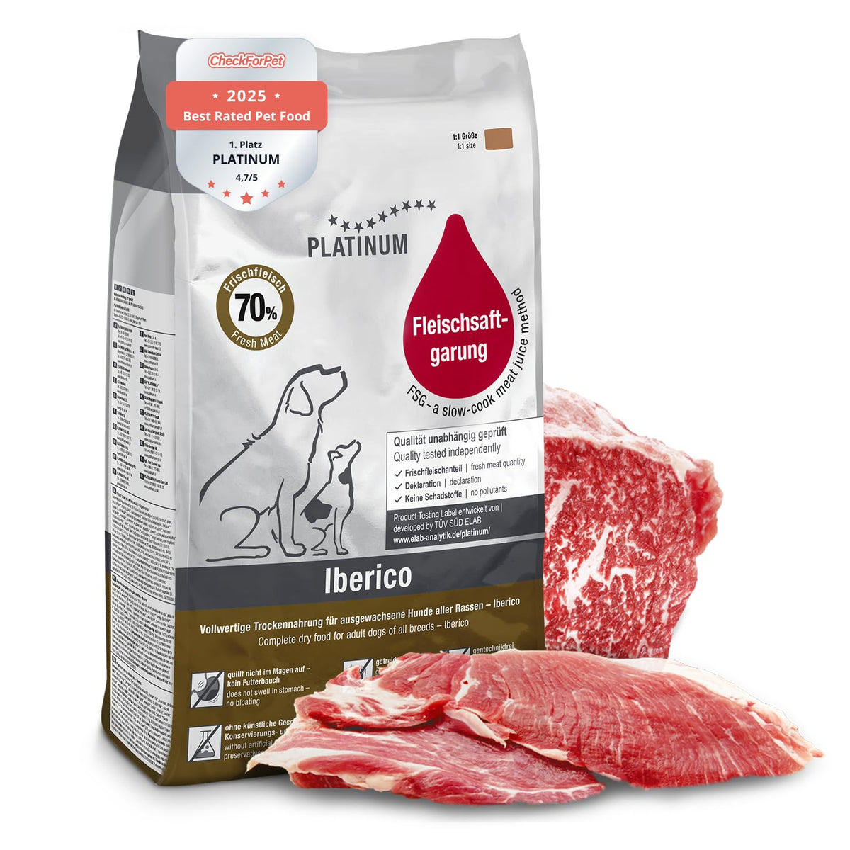 PLATINUM Adult Iberico Hundetrockenfutter mit Schweinefleisch, 5 kg, für erwachsene Hunde aller Rassen