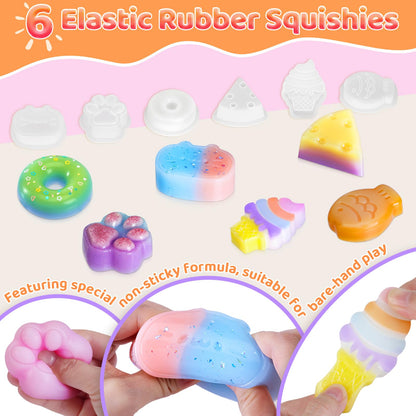 Highttoy Squishy Bastelset mit Flüssigsilikon, 480 ml und 6 Formen