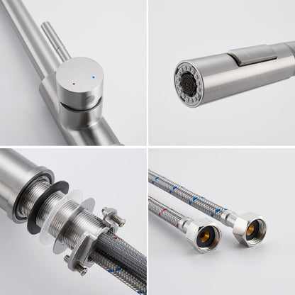 Lonheo Küchenarmatur ausziehbar mit Brause Edelstahl Hochdruck