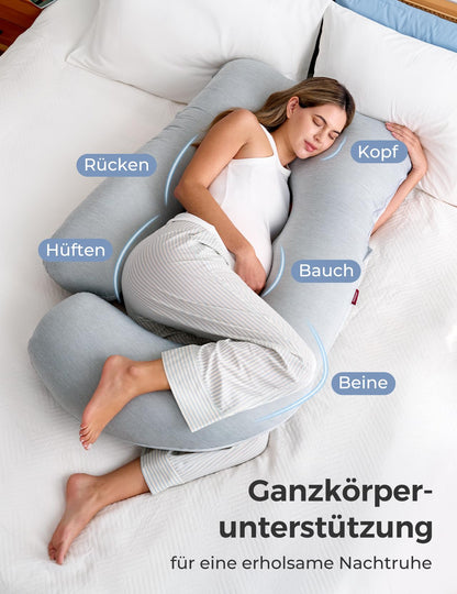 Momcozy Schwangerschaftskissen U-förmig mit Kühleffekt 145cm