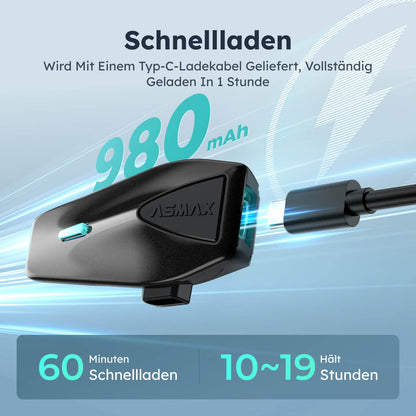 ASMAX S1 Motorrad Bluetooth Headset mit Mesh Intercom, Doppelpack