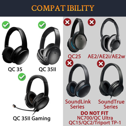 SOULWIT Ersatz-Ohrpolster Set mit Stirnband für Bose QuietComfort 35